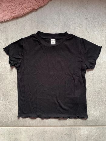 TEE-shirt t-shirt fille Shein Noir côtelé
