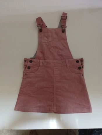 Salopette jupe Okaïdi taille 10 ans effet peau de pêche velours doux réglable