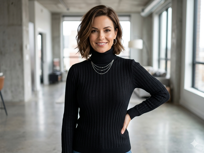 Pull noir fin col roulé taille M Zara Neuf - photo numéro 1