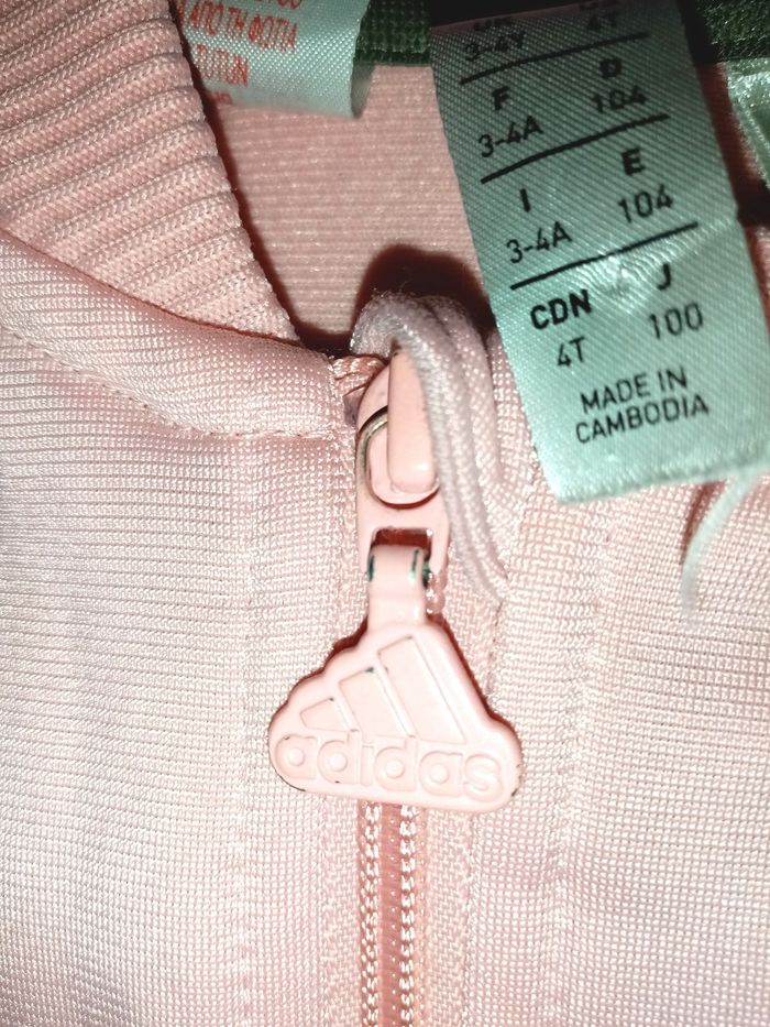 3/4 ans Adidas veste zippé rose et gris toutes saisons /Excellent état - photo numéro 5