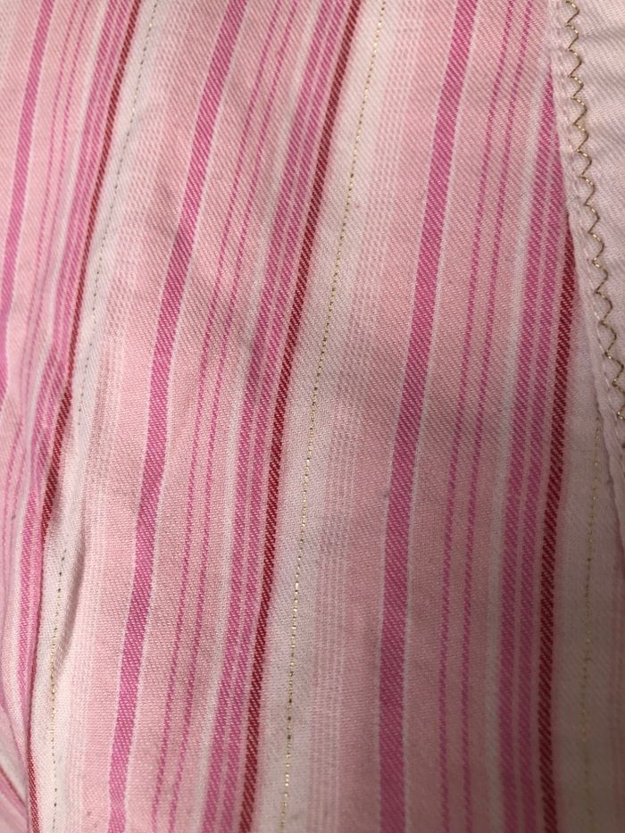 Haut de pyjama à rayures roses et argent Etam taille 34 - photo numéro 3