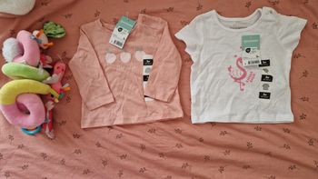 Lot 2 Hauts Bébé Fille 3 mois - T-shirt & Manches longues NEUF