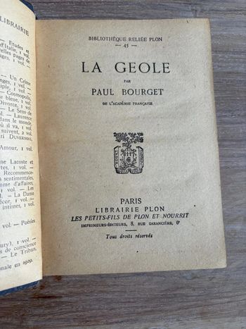 La Géôle de Paul Bourget