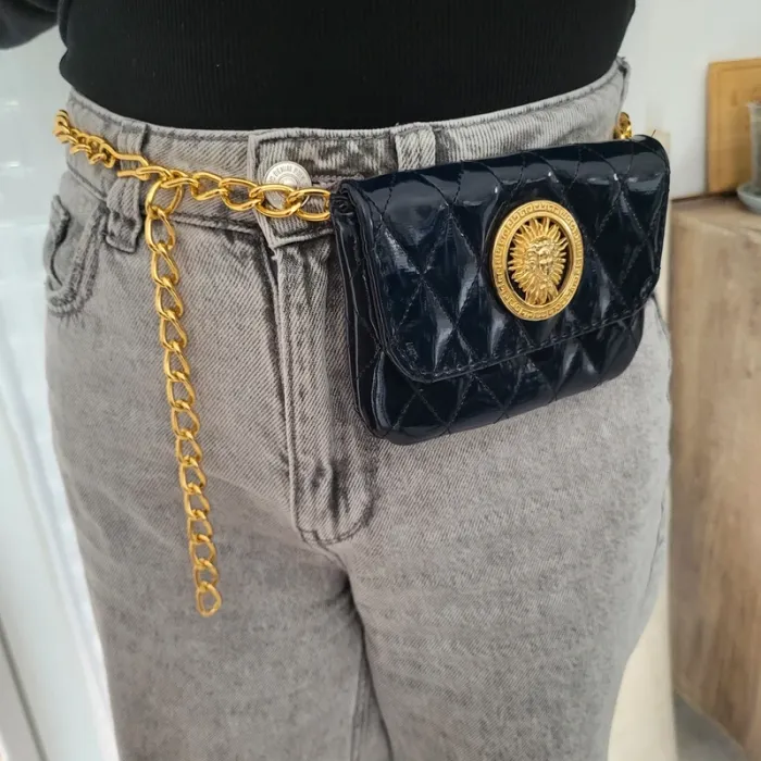 Pochette matelassée bleue et dorée - photo numéro 2