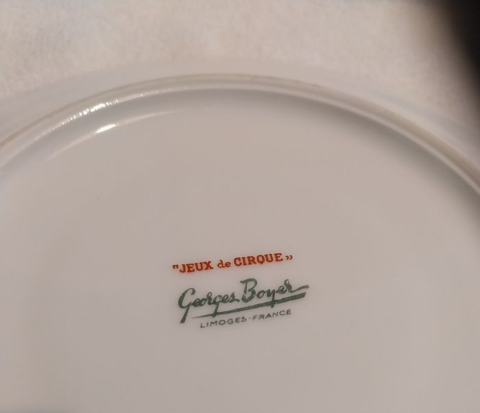 assiette dessous de tasse jeux de cirque Georges Boyer Limoges France Vintage - photo numéro 2