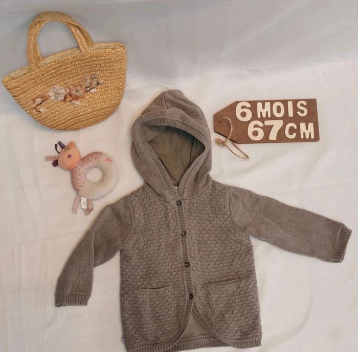 Gilet 👣  à  capuche chaud obaïbi 6mois/67cm