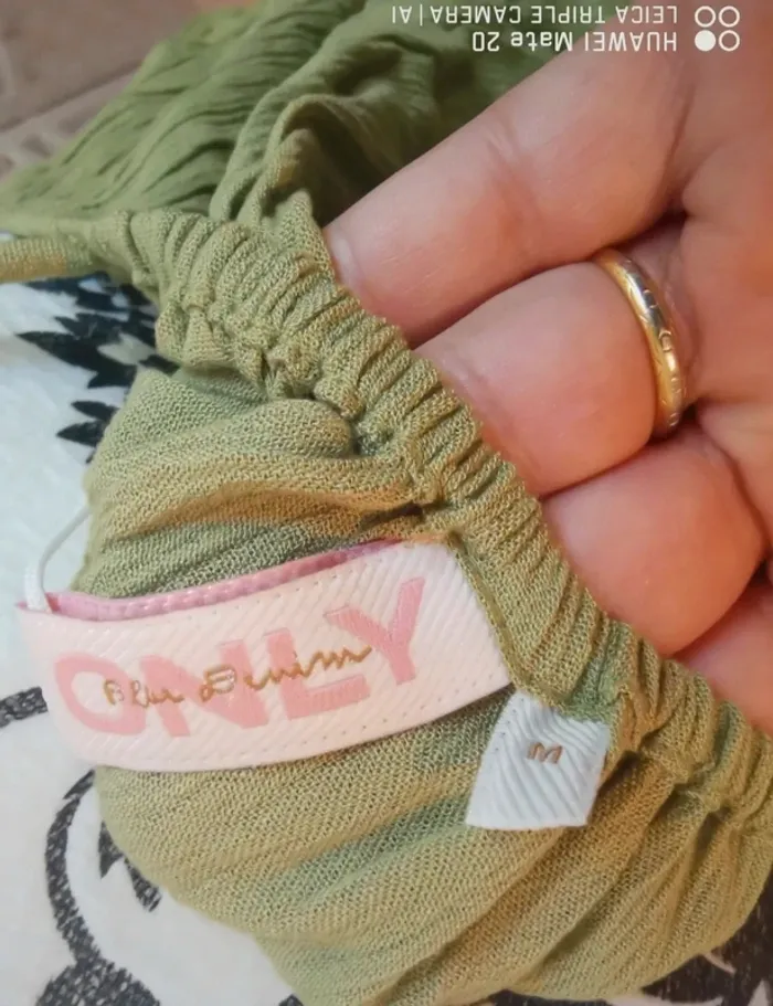 💕Joli débardeur ONLY Vert Kaki  Coquillages blancs brodés - Bretelles à Nouer - femme TM / 38 💕 - photo numéro 10