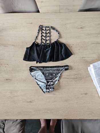 Bikini femme original, noir et blanc, peu mise, La Halle, taille M