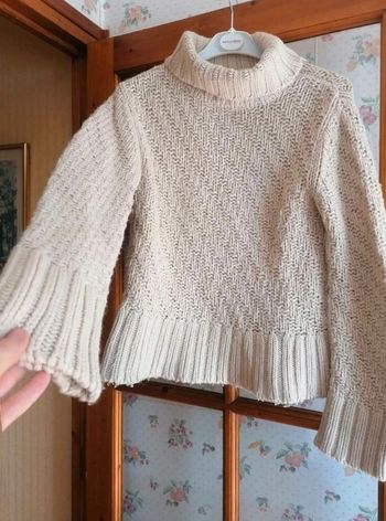 Pull  chaud hiver  irlandais  
En  maille  
Beige  vintage