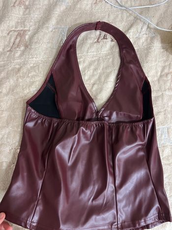 Top en cuire bordeaux 