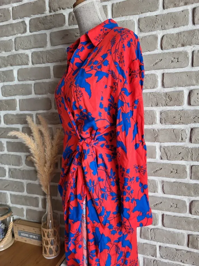 Robe portefeuille rouge imprimé fleuri Goa - photo numéro 13