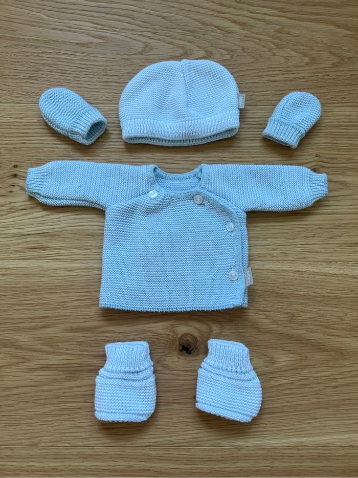 Ensemble bleu en maille  taille préma