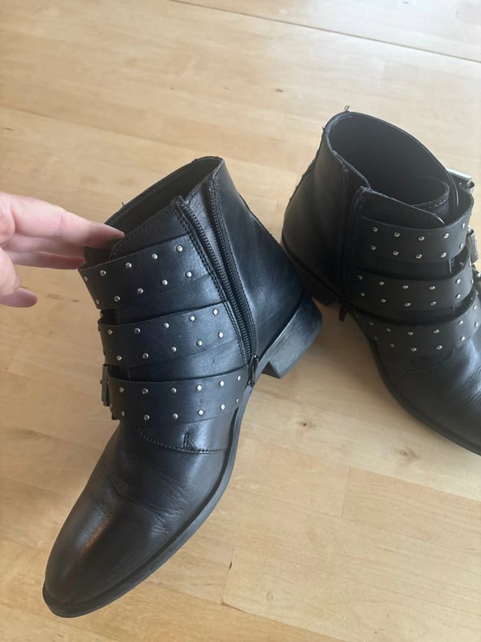 Bottines à clous cuir noir - photo numéro 6