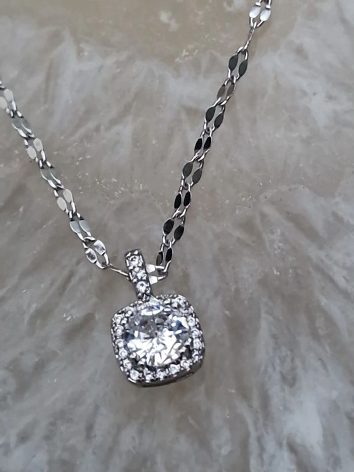 Collier Ras Coup Acier Argenté Zirconiums - photo numéro 19