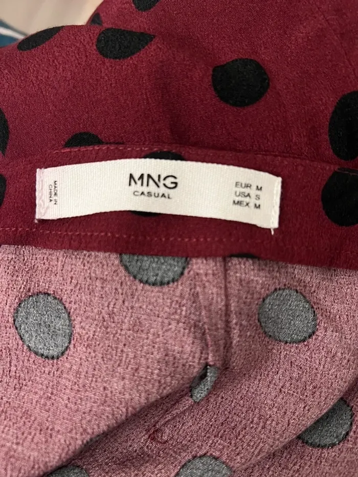 Jupe portefeuille bordeaux à pois noir Mango - photo numéro 5