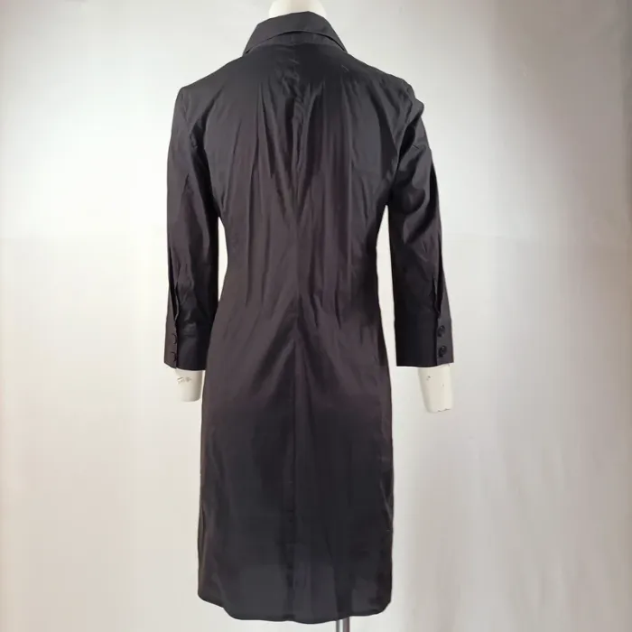 Robe-chemise noire Patrizia Pepe cintrée à poches, manches 3/4, taille 42 A1131 - photo numéro 4