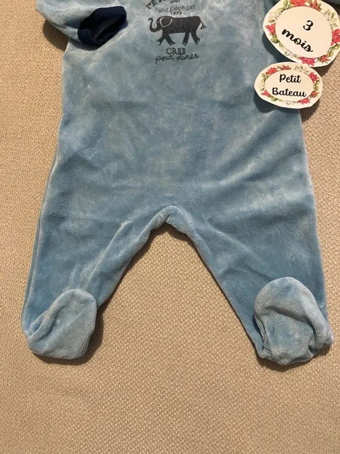 Pyjama petit bateau chaud velours 3 mois - photo numéro 2