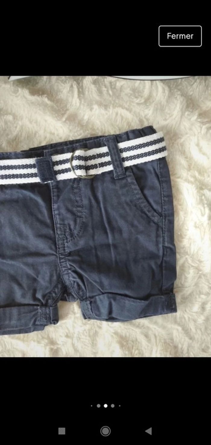 Short Garçon 6 mois avec ceinture Petit Pirate Gémo 100% coton - photo numéro 4