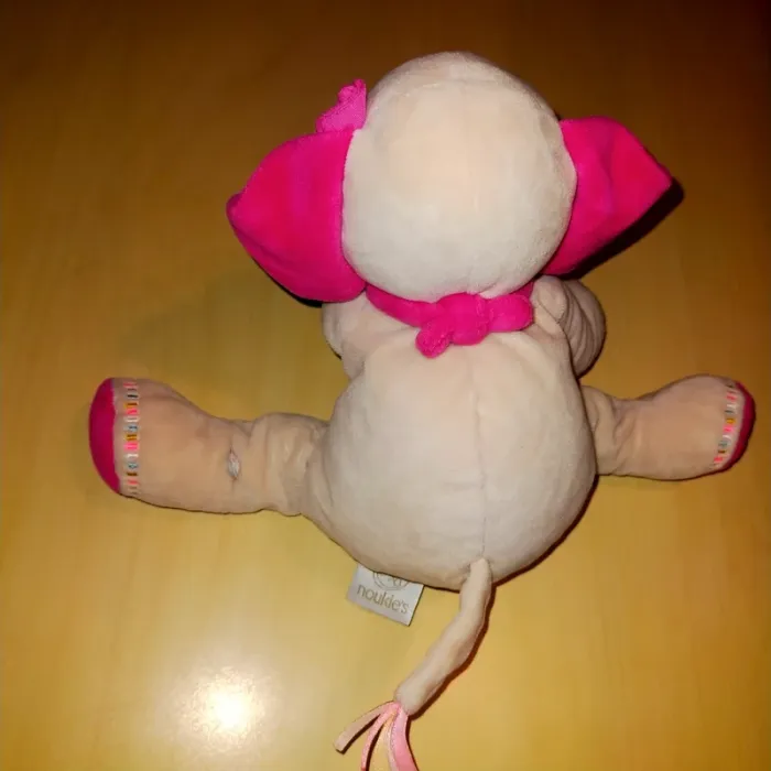Doudou éléphant Anna & Pili beige et rose 20 cm assis Noukie's - photo numéro 2