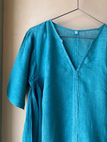 Robe en lin bleu/vert S