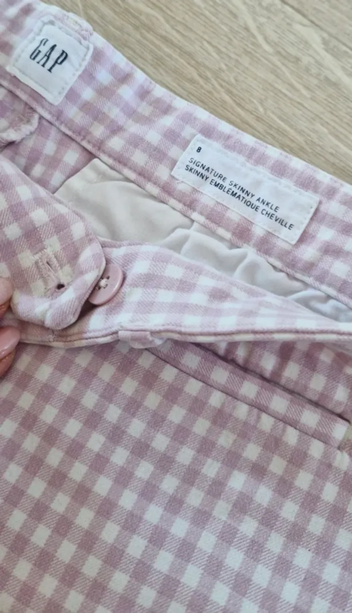 Pantalon blanc rose Vichy - photo numéro 6