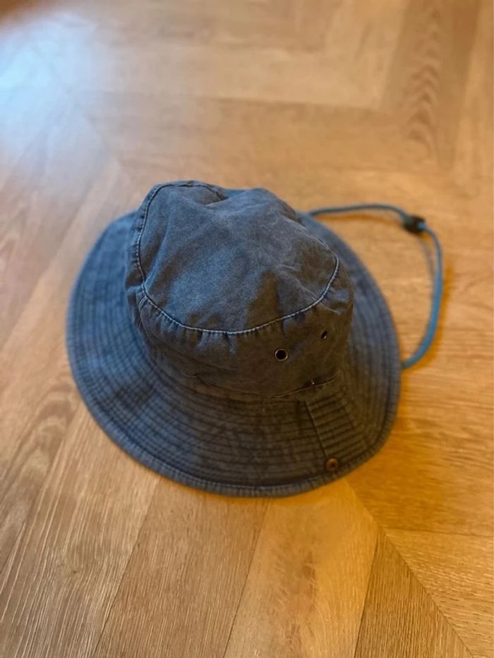 Chapeau unisexe bleu effet denim avec cordon neuf - photo numéro 10