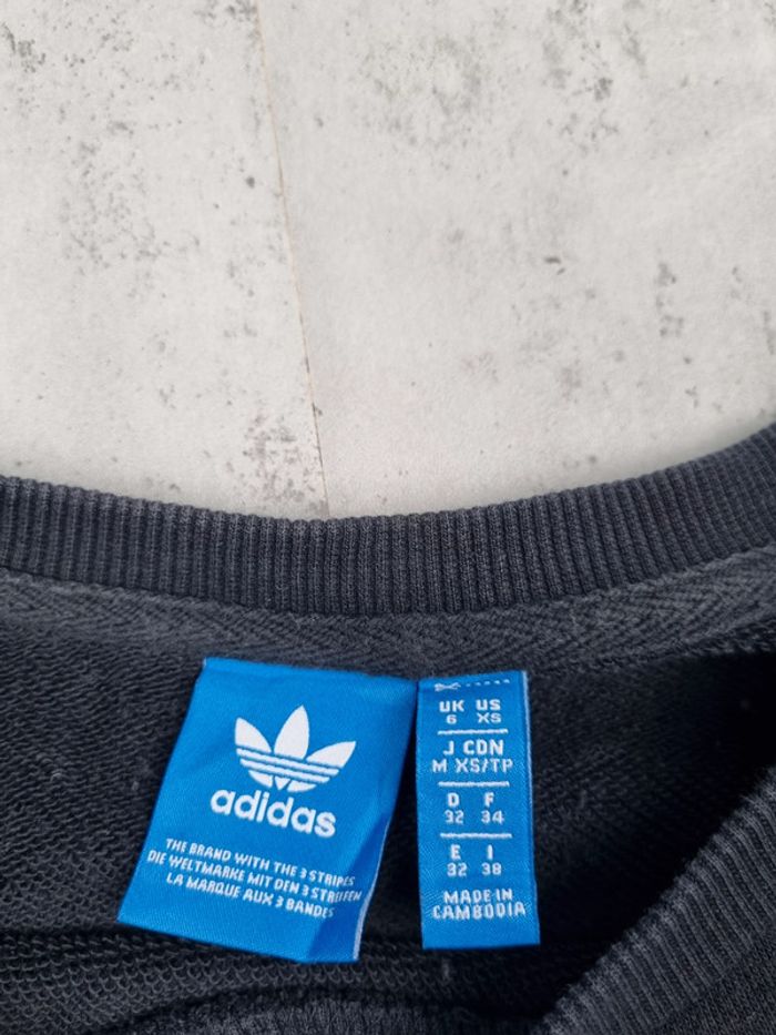 Sweat noir Adidas Trefoil – Taille XS Femme (mesures en photos) - photo numéro 7
