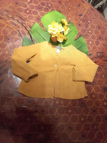 Très beau gilet ocre 23 mois création en France