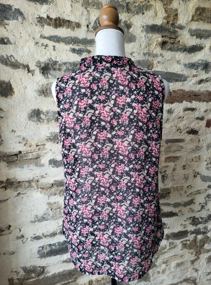 Débardeur style blouse fleurie noire et roses Mim Taille 40 - photo numéro 5