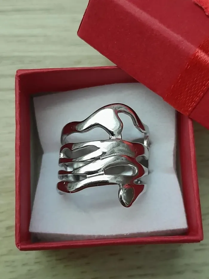 Bague ouverte, réglable, couleur argentée, style Bohème - photo numéro 2