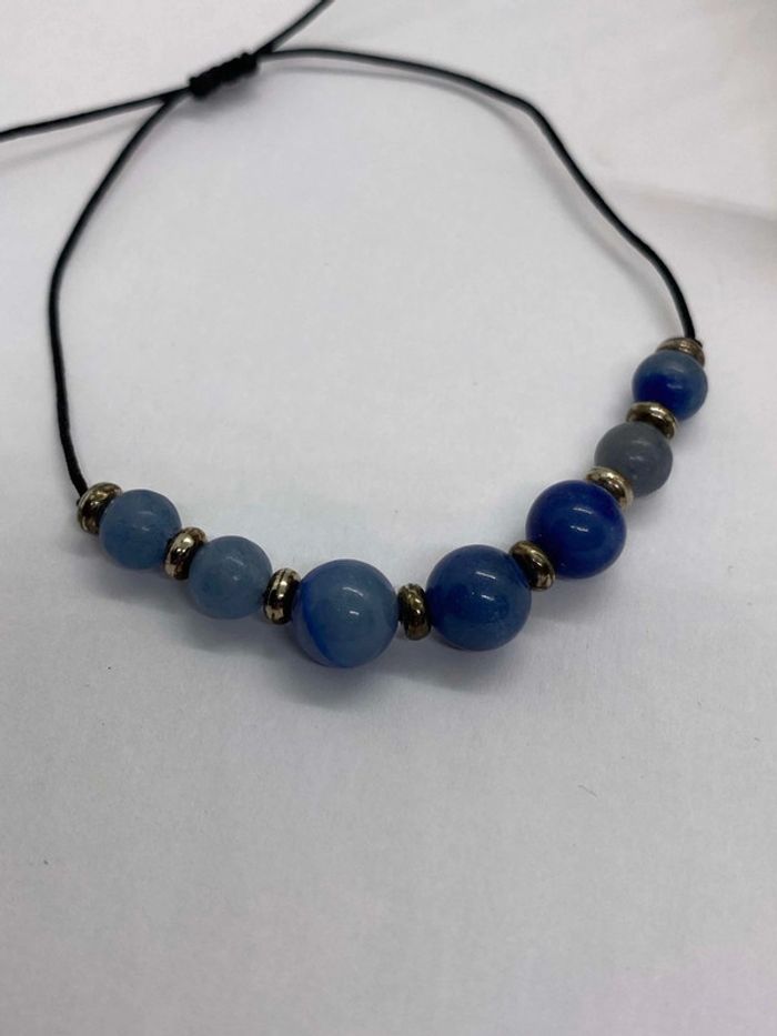 Bracelet aventurine bleu ajustable , lithothérapie - photo numéro 5