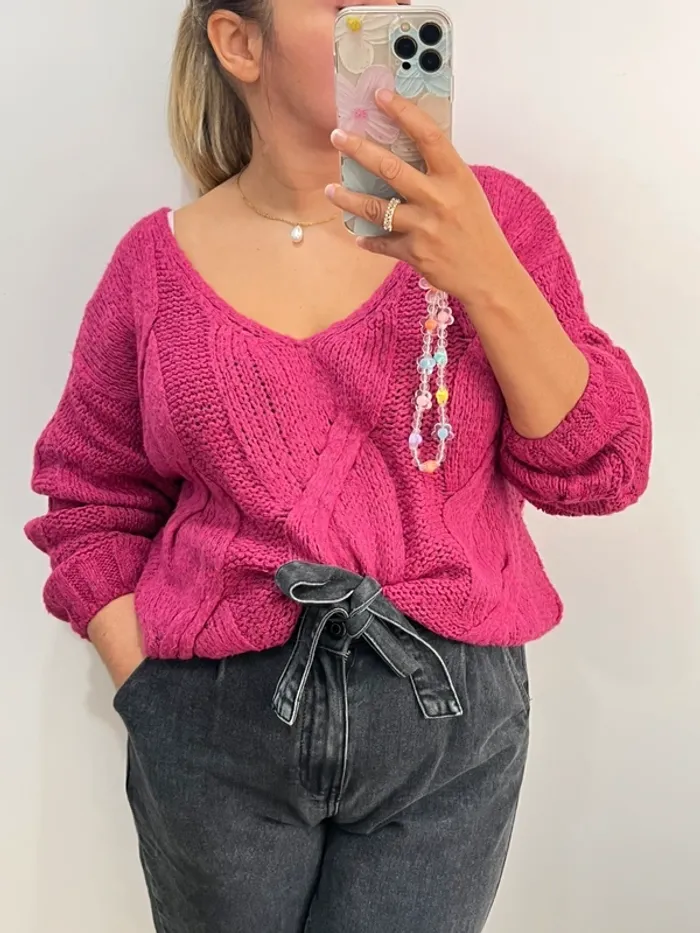 Pull Col V Torsadé Made In Italy