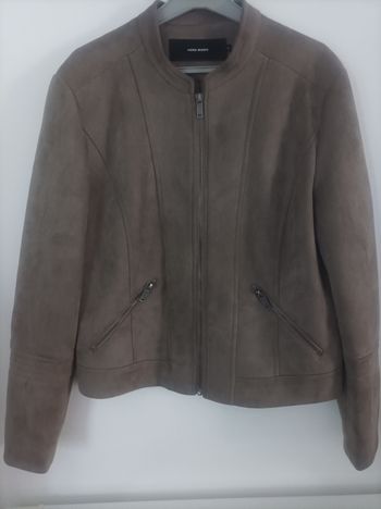 Veste femme en daim vert foncé