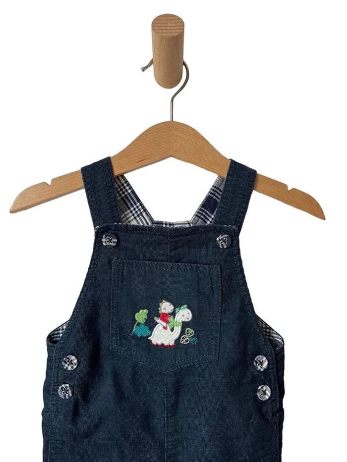 Salopette en velours côtelé bleu pétrole (dinosaures) - Sergent Major 6 mois - photo numéro 3
