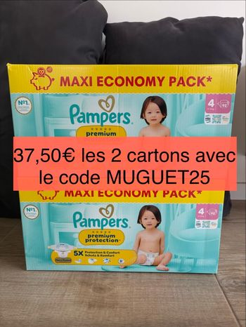 184 couches Pampers premium taille 4