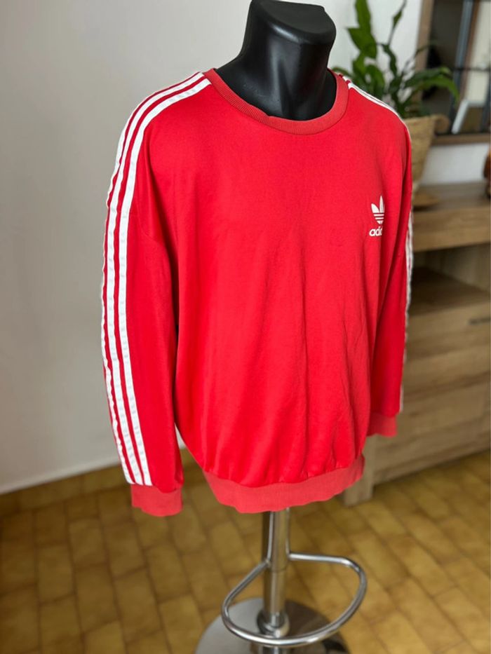 Sweat Adidas trefoil rouge sigle blanc taille M - photo numéro 3