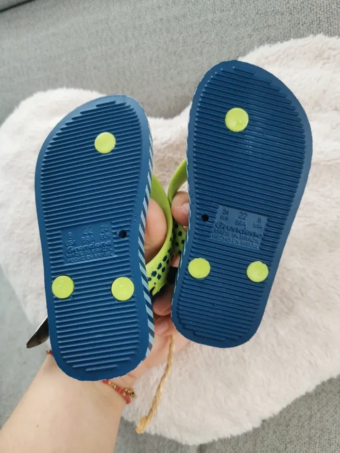 Chaussures tongs enfant Ipanema taille 24 Neuf bleu et vert - photo numéro 3