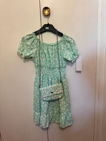 Robe à fleurs verte pour filles