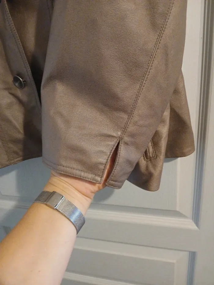 Blouson simili cuir chocolat - photo numéro 4