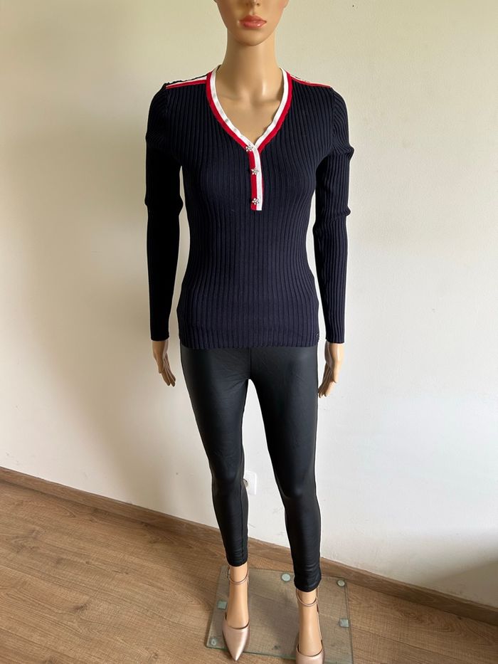 Pull bleu marine à manches longues Morgan taille XS bon état (léger défaut) - photo numéro 3