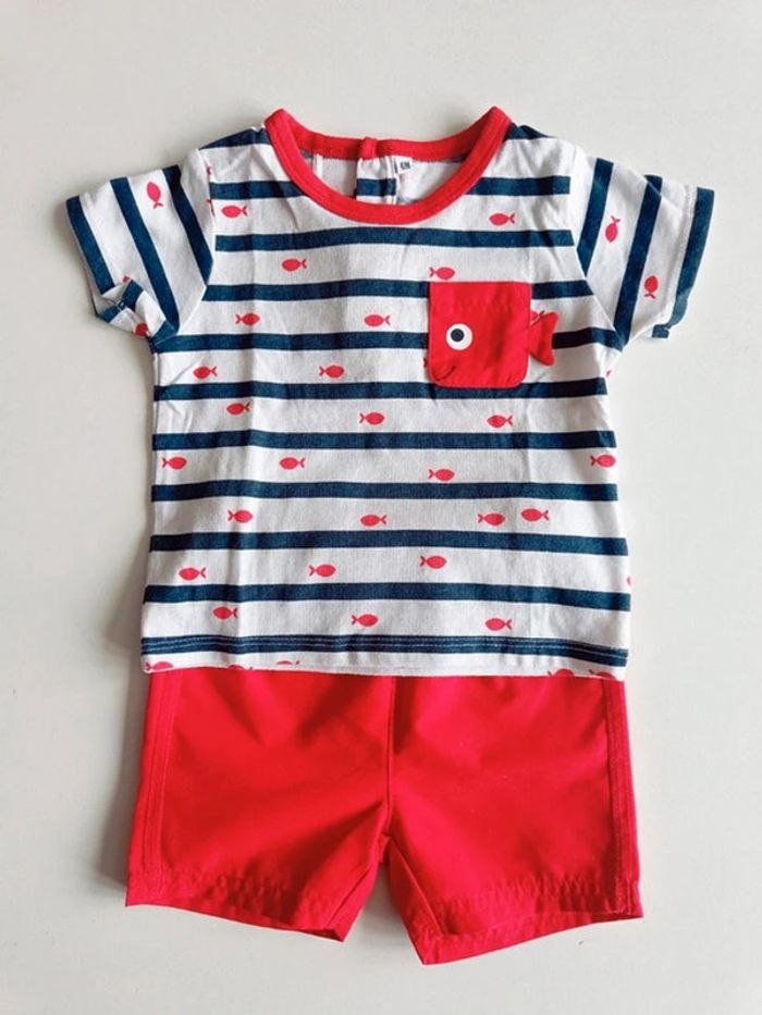 Lot de 3 ensembles short + T-shirt bébé – 6 mois - photo numéro 4