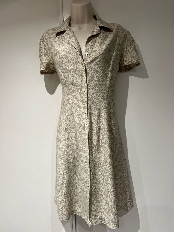 Robe vintage Ventilo, taille 40, 42 beige, marron, Liberty, orange pâquerette