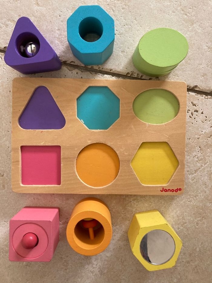 Puzzle bois cubes sensoriels Janod - photo numéro 2