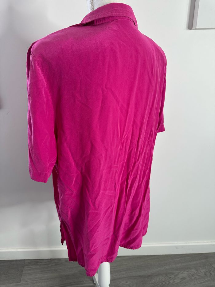 Chemise rose fuchsia en soie Canda Vintage T42 XL - photo numéro 4