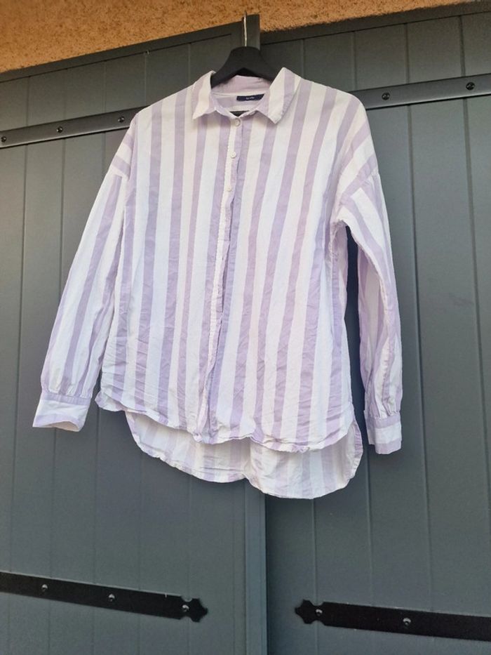 Chemise blanche a rayures lila kiabi - photo numéro 5