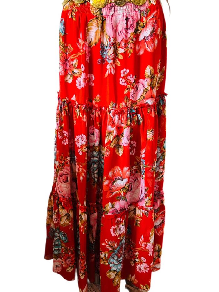 🌺 Longue jupe bohème fleurie hippie ROXY vintage 90s 00s gypsy long floral skirt🌺 - photo numéro 8