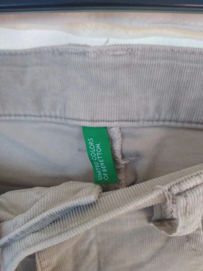 Pantalon velours côtelé Benetton crème taille 40 - photo numéro 3