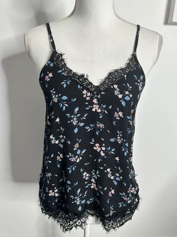 Débardeur à fleurs et dentelle noir et multicolore H&M T36 S