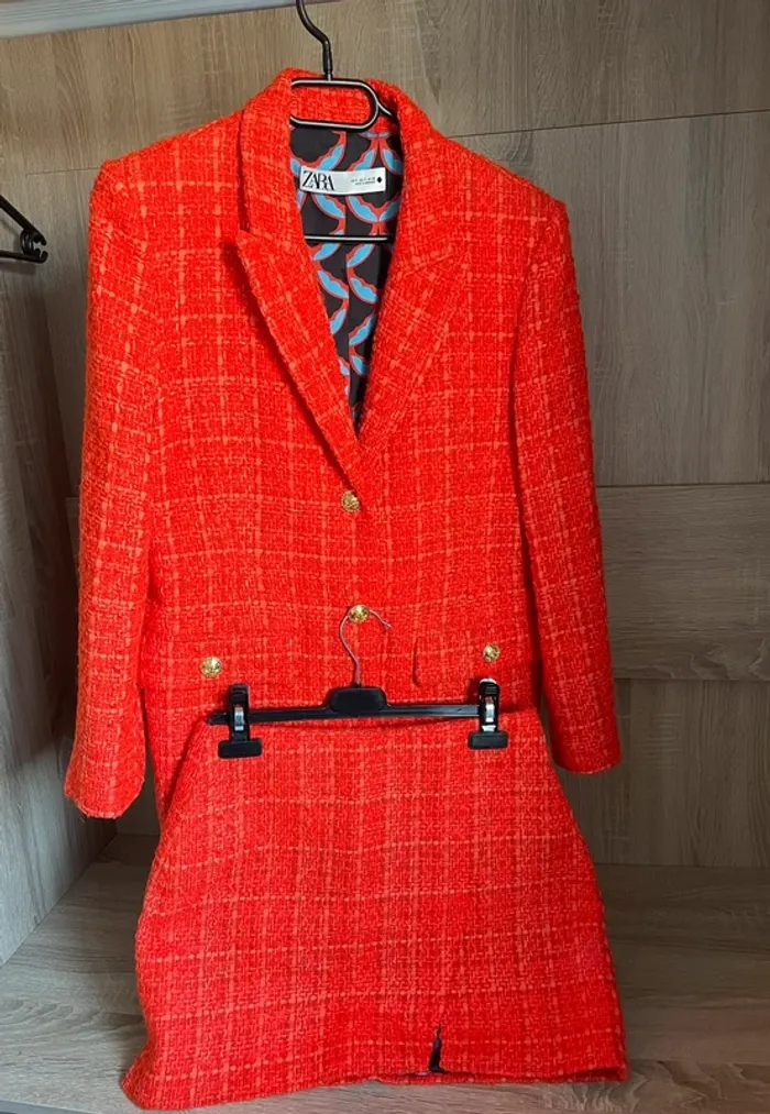 Ensemble tailleur jupe Zara tweed taille S - photo numéro 12