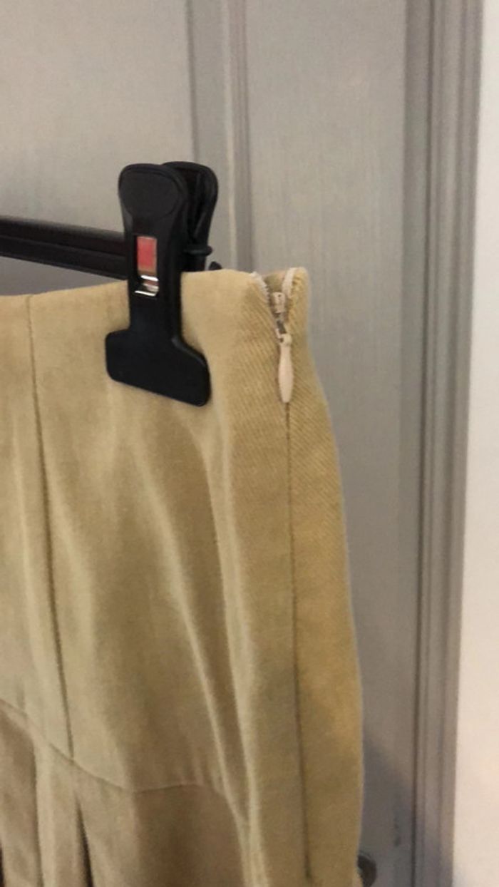 Jupe en toile épaisse beige / dentelle ecru - photo numéro 4